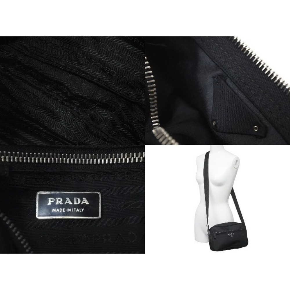 Prada Logo Black Nylon Bag Shoulder Nero Triangle - Picture 10 of 10
